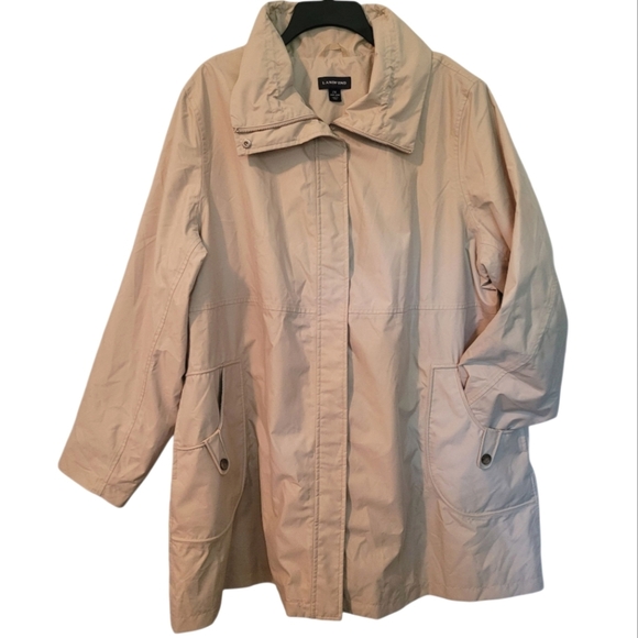 Lands End Wmns 2X Trench Rain Coat Khaki Tan Fall Spring Transitional Outdoors - Picture 1 of 12
